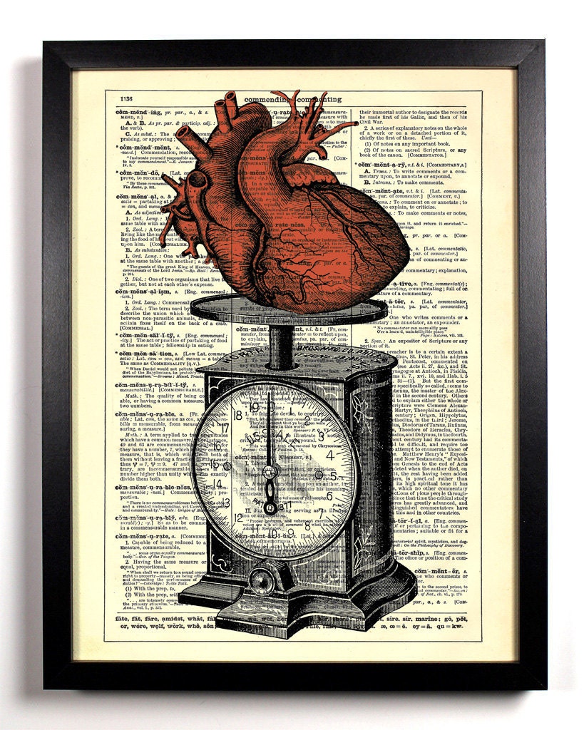 The Weight Of My Heart Upcycled Dictionary Art Vintage Book Print Recycled Vintage Dictionary Page Buy 2 Get 1 FREE