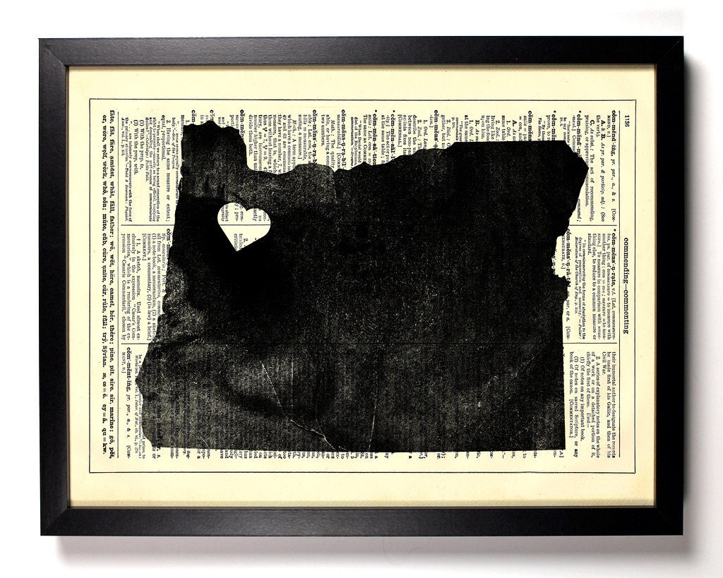 Oregon State Dictionary Book Print Upcycled Book Art Upcycled Vintage Book Print Antique Dictionary Buy 2 Get 1 FREE