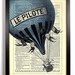 Big Blue Hot Air Balloon Repurposed Book Upcycled Dictionary Art Vintage Book Print Recycled Vintage Dictionary Page Buy 2 Get 1 FREE