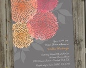 Beautiful Pink and Orange Dahlias Bridal Shower Invitation