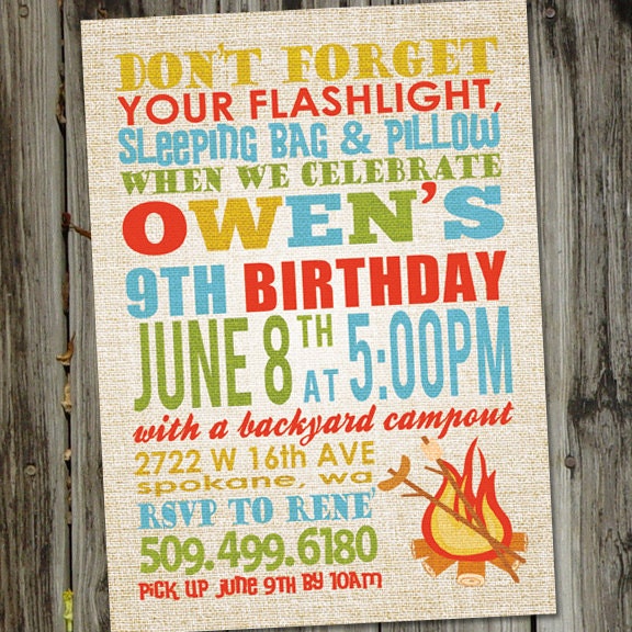 Summer Fun Campout Party Birthday Invitation by partymonkey