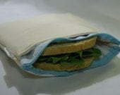 8" x 8" Insulated & Zippered Reusable Sandwich Bag w/ Pocket for Included Cool Pack in Unbleached Muslin