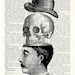 Collage Book Print - Victorian man and skull with hat collage print - You blow my head off - Upcycled art collage book print