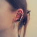 Wire Wrapped Black And Silver Ear Cuff With Black Onyx Beads