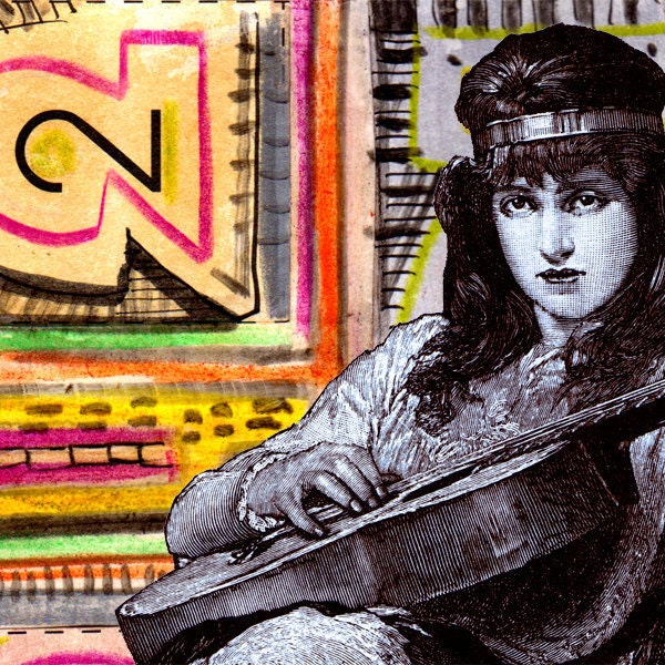 Guitar Art Print - Guitarist In Time - 11" x 14" archival giclee print