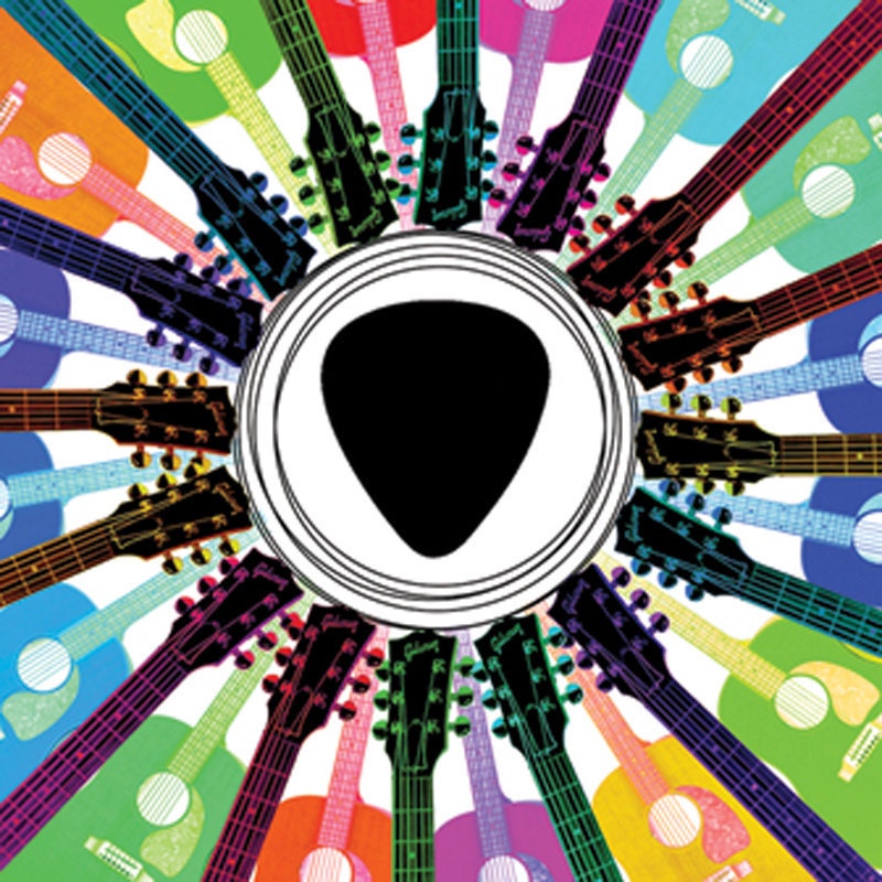 Acoustic Guitar Art Print - "Pick a Color" Circle Within A Square Design featuring a Gibson J-45 - 13 x13
