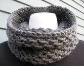 Knit Wool Cowl Dark Grey
