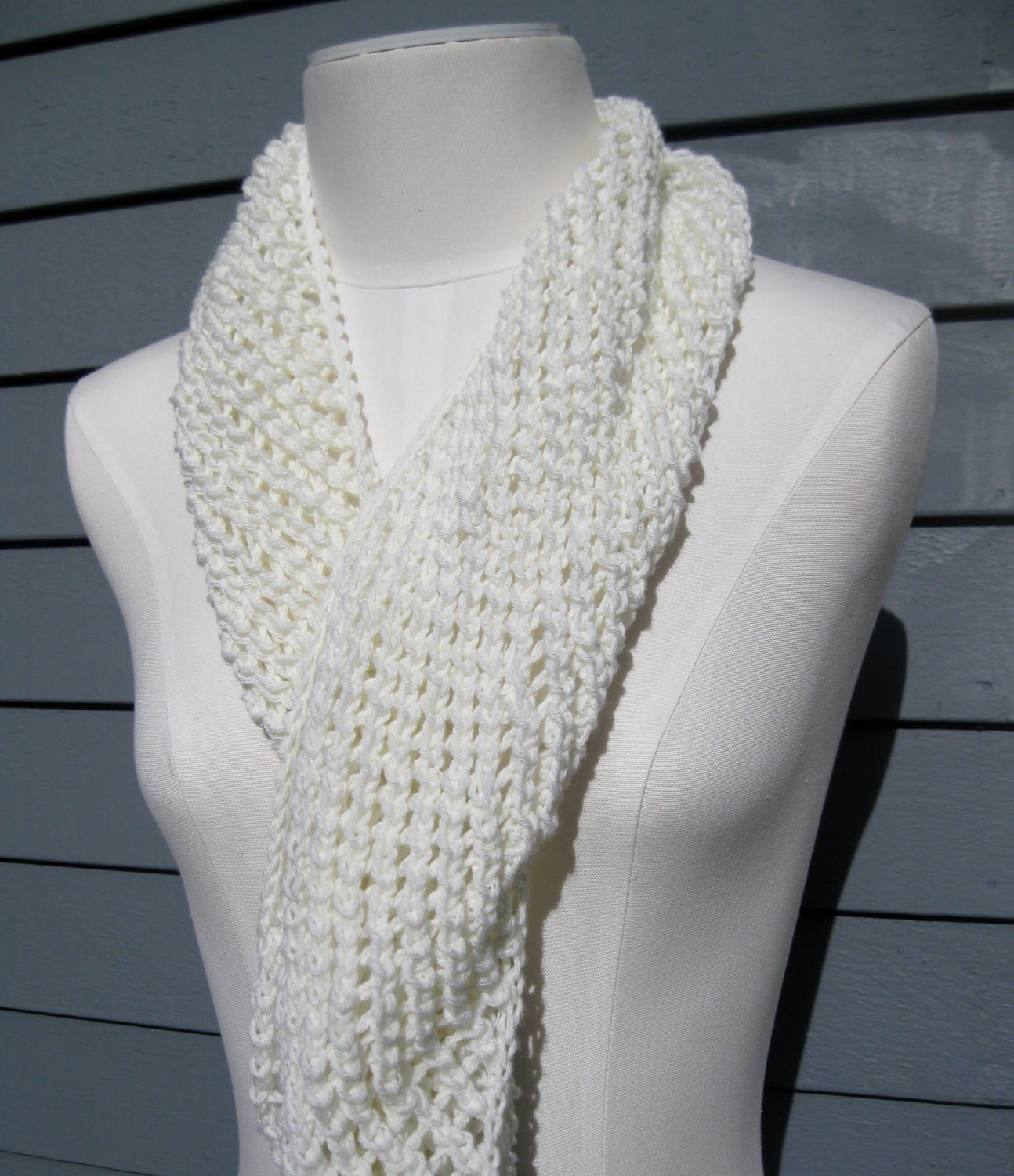 Knit Cotton Infinity Scarf White