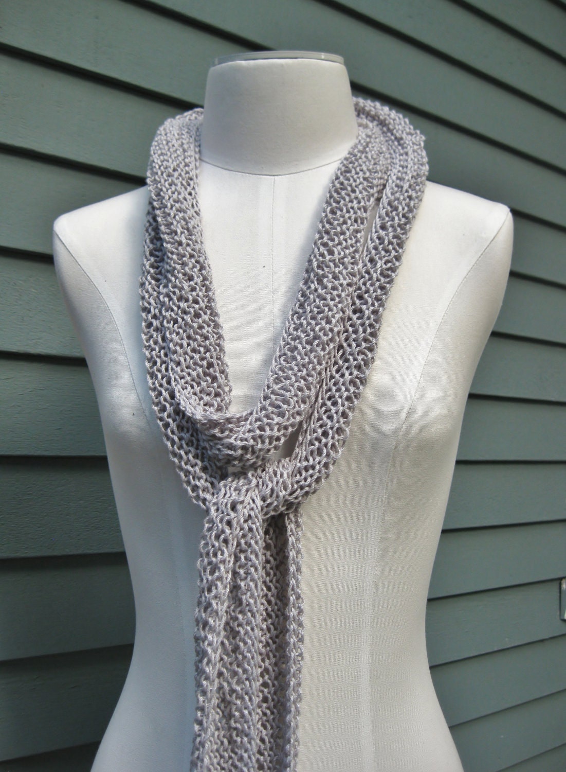Cotton Skinny Scarf Silver Grey