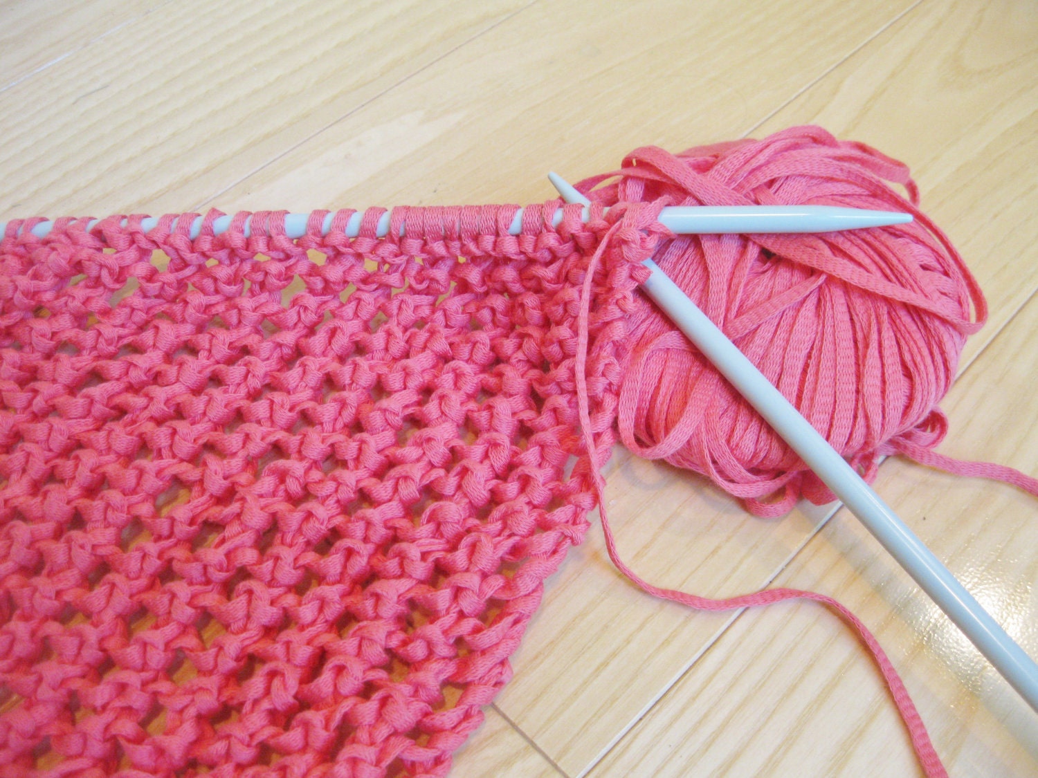 Organic Cotton Scarf - Coral Red Pink Orange