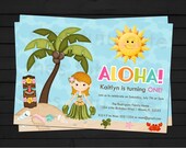 Hawaiian Luau Birthday Invitation Digital File YOU PRINT Il_170x135