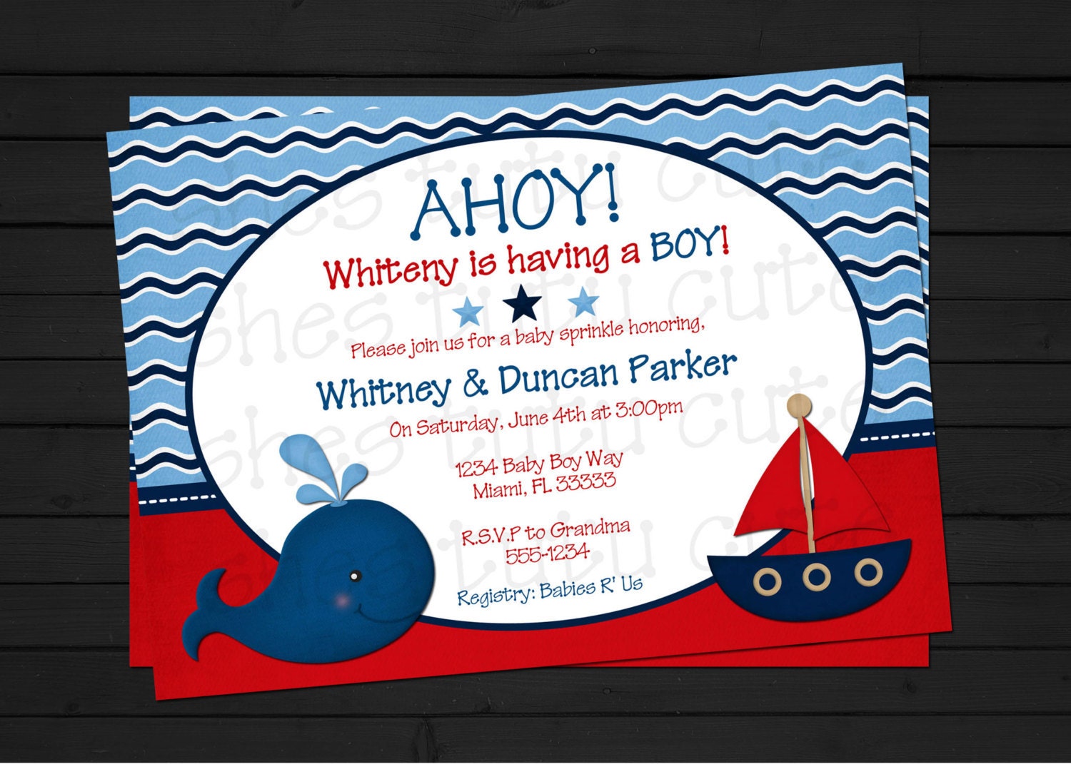 Ahoy It's a Boy Nautical Baby Shower Invitation Digital File YOU-PRINT Il_170x135
