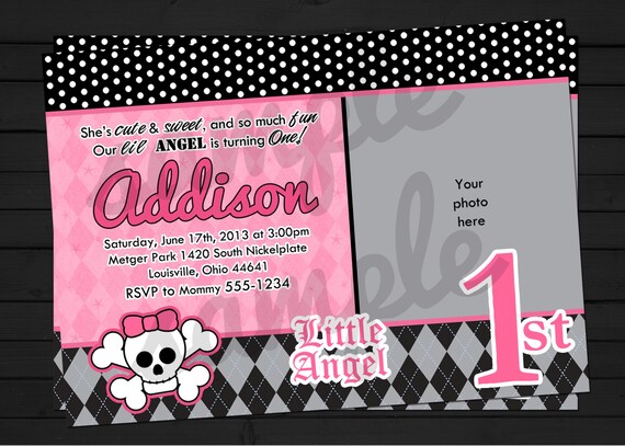 Little Angel Birthday Invitation Digital File YOU-PRINT Il_570xn