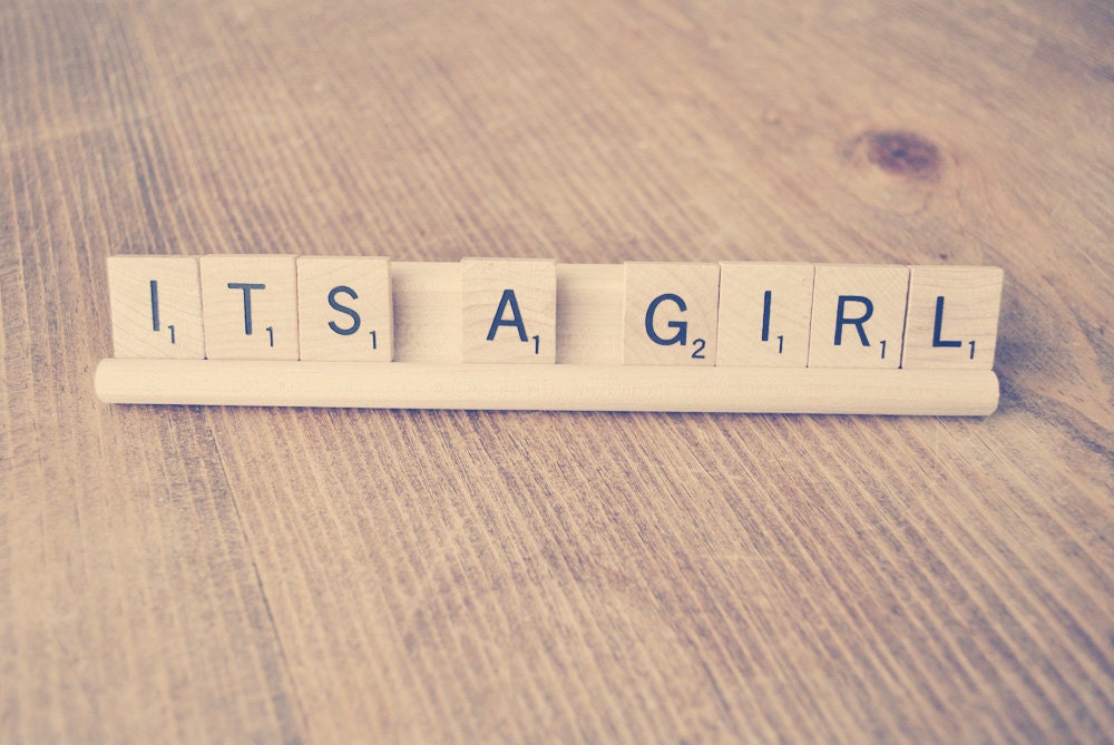 It's A Girl // Scrabble Sign // Gender Reveal // Birth Announcement Sign // Baby Announcement Sign