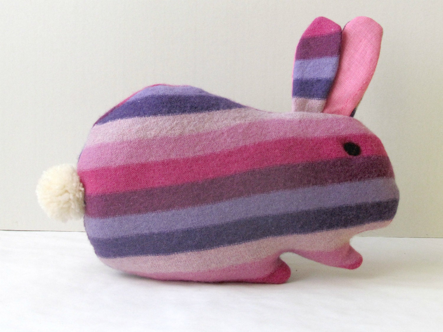 Pink and purple Bunny mom -  upcycled stripe cutie - Soft and cuddling plushies - theYarnKitchen