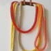 Peach skinny scarf - Crochet jewelry - extra long necklace - bright sun colors - Natural, red, yellow and salmon pink - mother day gift