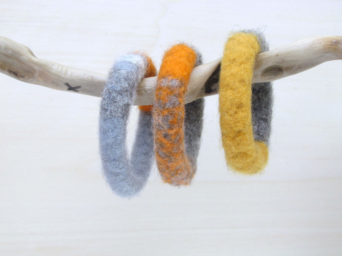 Felted chunky bangles - eco-friendly - mothers day - organic wool - soft accessories - CHOOSE ONE