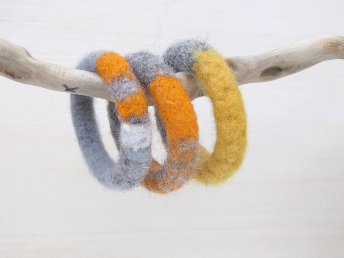 Felted chunky bangles - eco-friendly - mothers day - organic wool - soft accessories - CHOOSE ONE