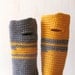 Wrist warmers Grey Mustard  - Fingerless gloves - Merino wool - One of a Kind, grey and mustard stripes
