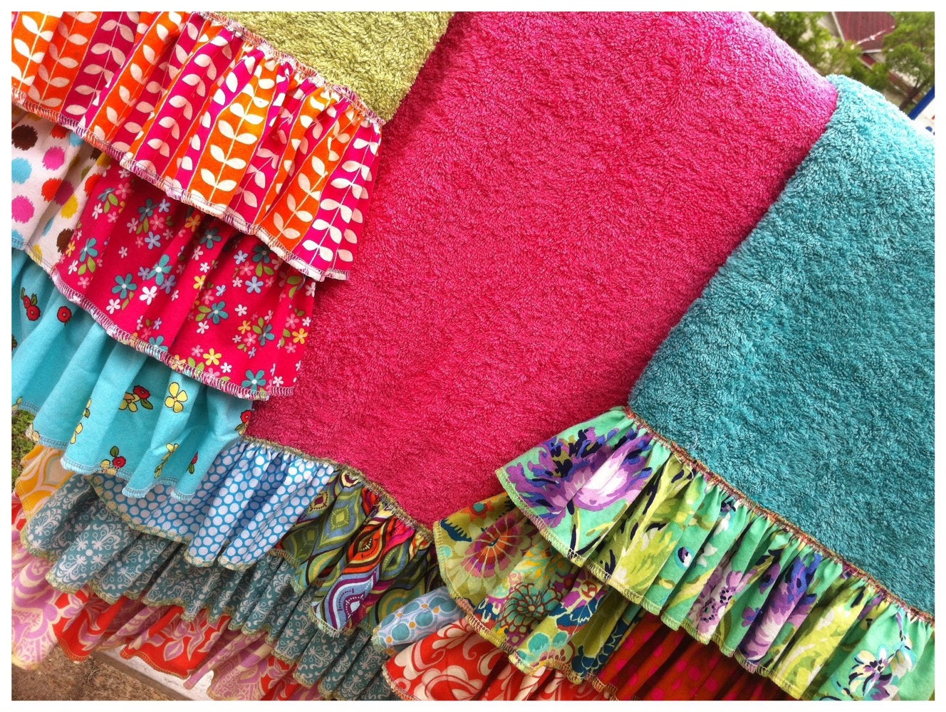 Ruffled Boho Beach Towel, Bath Towel, Pool & Swim Towel