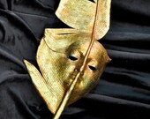 Gold Feather Handheld Mask - Handmade Venetian Mask