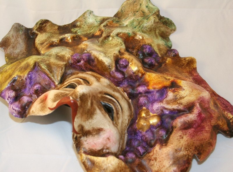 Fall Leaves Antique Bacchus Wine God Venetian Mask Masquerade Mask Mardi Gras Costume