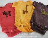 Jungle Animals Onesie Set- Hand Dyed & Painted
