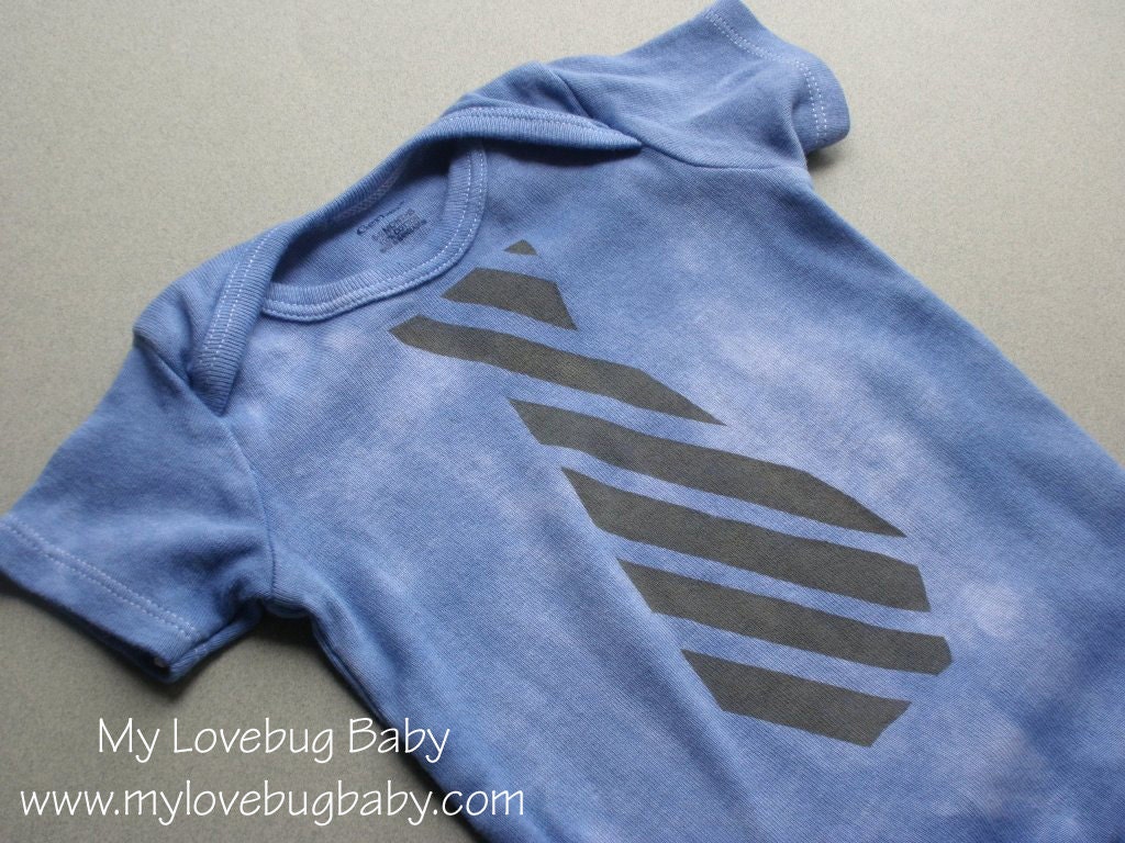 Striped Neck Tie Onesie - Hand Dyed & Painted