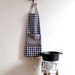 Reversible full women apron, one wide linen pocket, adjustable ties. Gingham white and navy. Linen and cotton.