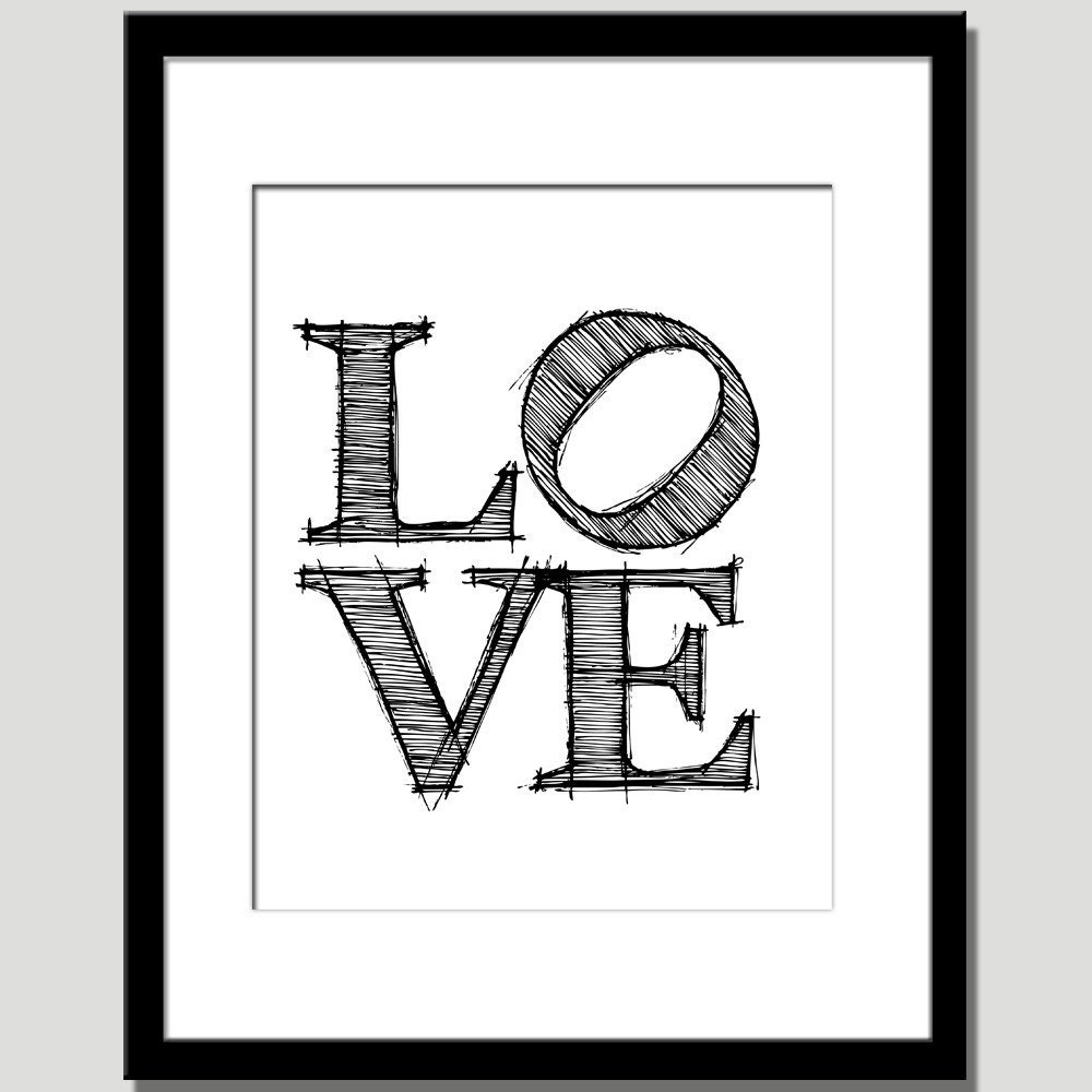 New York Statue Inspired 8X10 Inch Love Poster Print with Charcoal Black Text for Modern Decor, Studio Wall Accessories, or Home Gifts