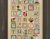 cross stitch pattern & buttons charm : summer alphabet lizzie kate counted 4th of july cross stitch pattern diy