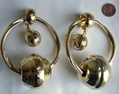 Large Planetary Clip Earrings - Gold - Vintage