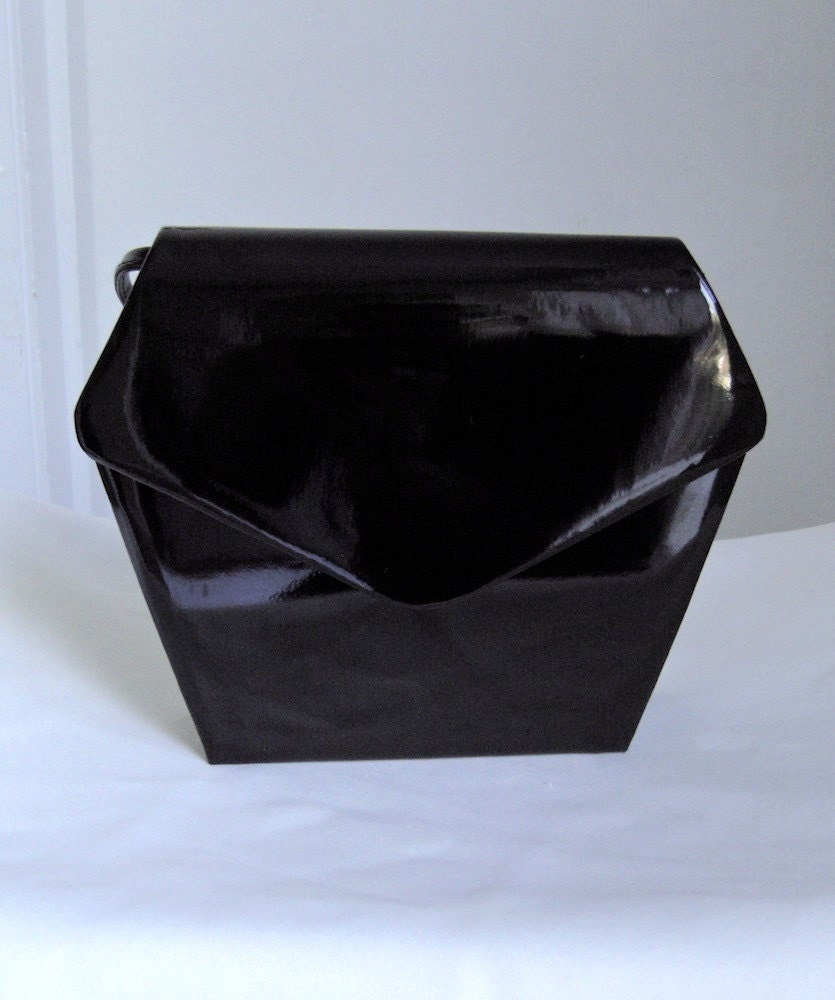 Black Patent Party Purse / Clutch - Vintage