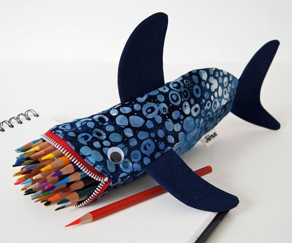 Pencil Case for Kids - Shark Bag - Boys Gift: Deep Sea Blue Shark Bite