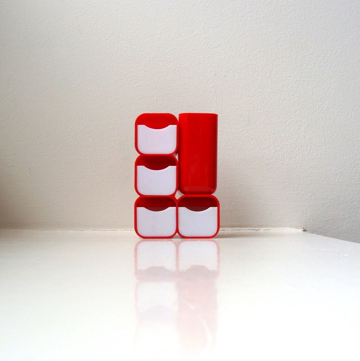 Mod Red Desk Organizer Caddy Mid Century Modern 70's