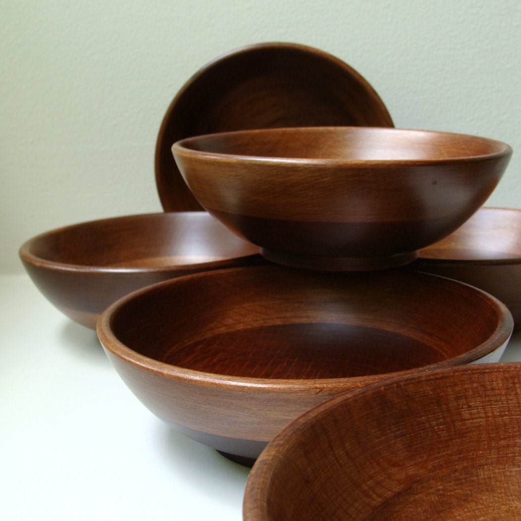 Mid Century Teak Salad Bowls Set 60's Danish Modern