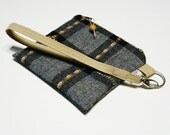 Clutch Purse Blue mustard plaid women case Urban clutch
