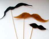 Moustache on a stick Party photo booth props, wedding photoshoot prop set of 3 moustaches Funny gift for man, baby boy, cowokers