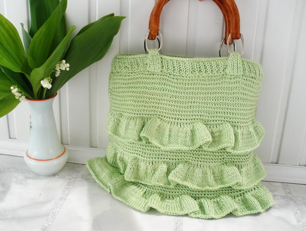 Party tote bag Spring bag Mint green pastel Totes purses handbag Crocheted knitted knit Womens accessories Gift for mom