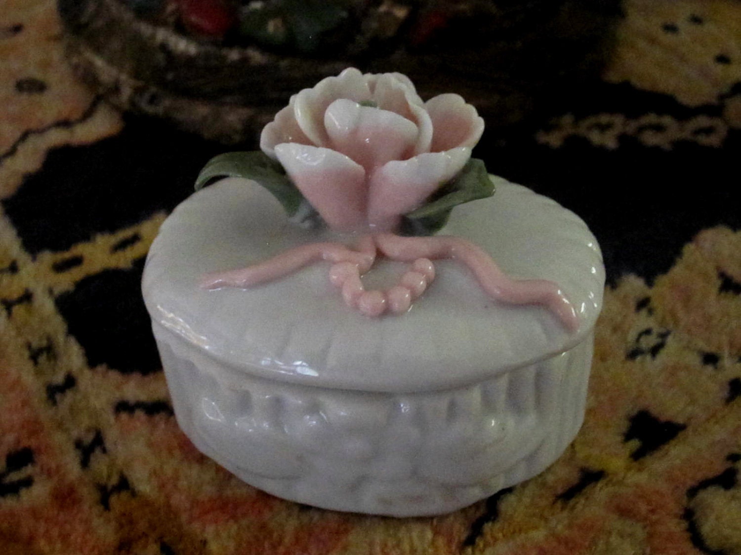 Vintage Jewelery Ring Box Porcelain Floral Wedding Bridal
