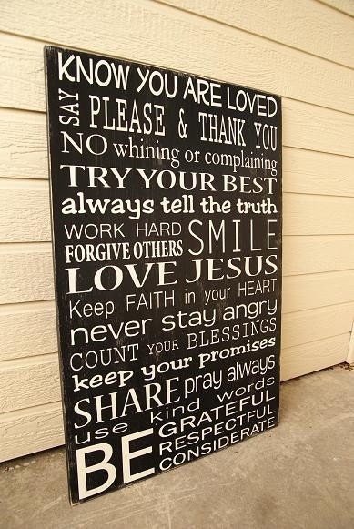 Custom Family Rules Sign - Extra-Large - Distressed - Solid Wood