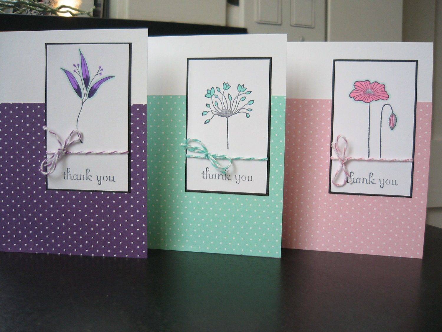 Thank You Note Cards, Thank You Cards Set, 3 Cards, Handmade Thank You Cards