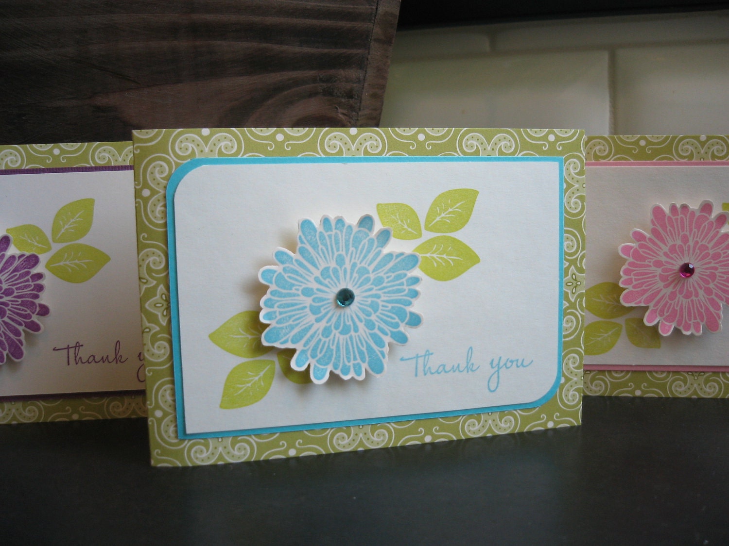 Reserved for Linda, Thank You Note Cards, Set of 4, Thank You Cards, Floral Thank You Cards