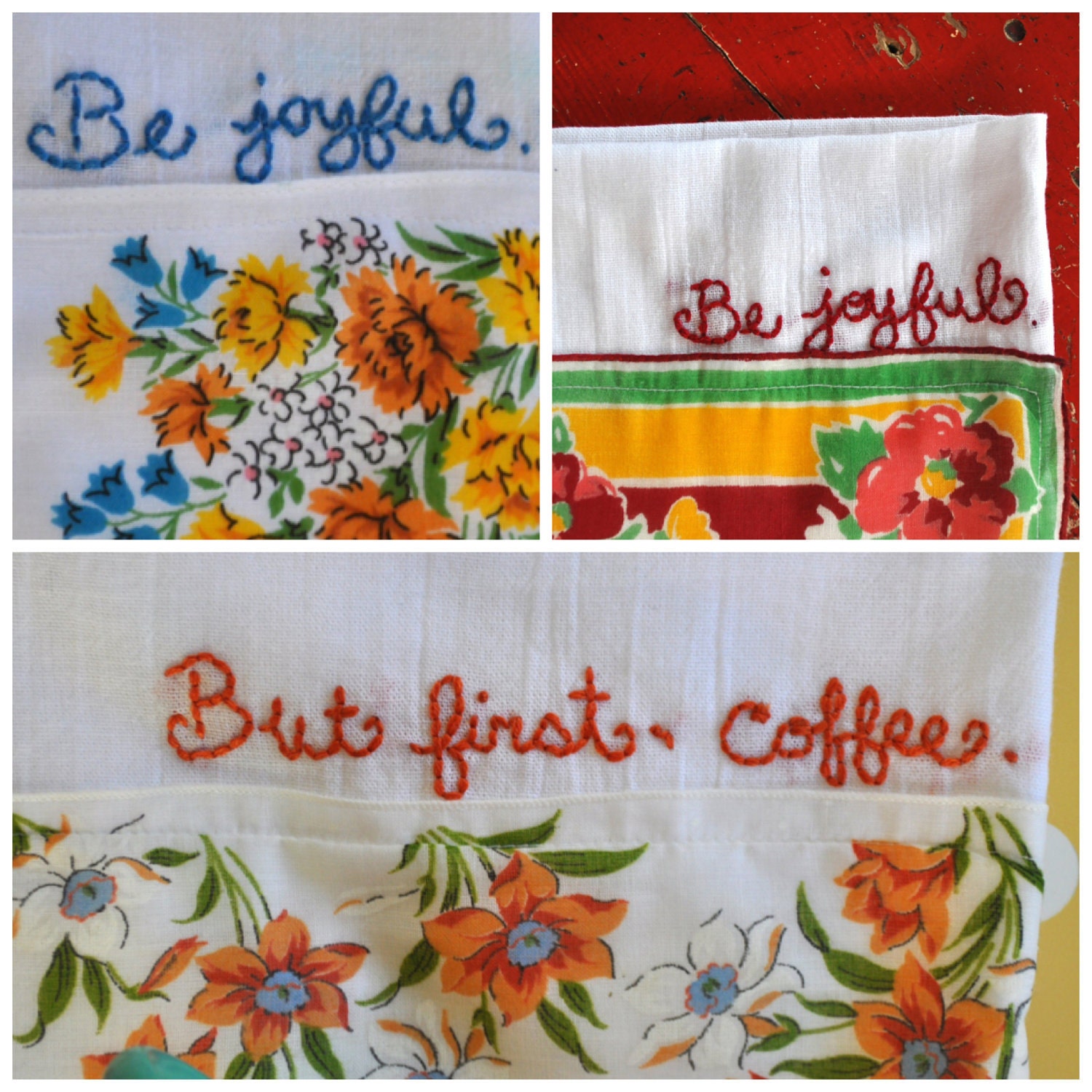 Custom Embroidered Hankie Dish Towel