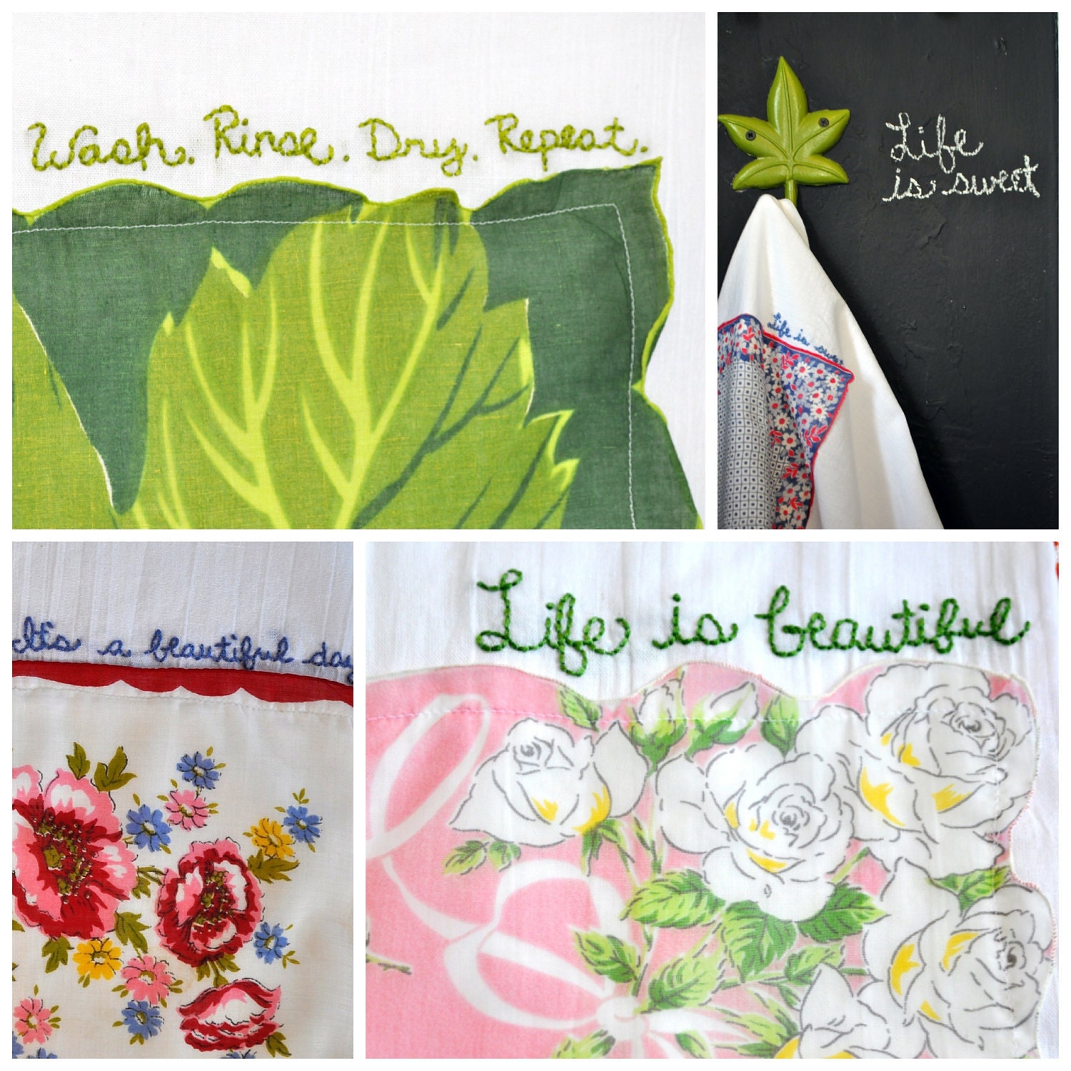 Custom Embroidered Hankie Dish Towel