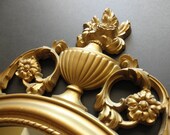 vintage Syroco decorative framed mirror- 1960s, 1970s, baroque, floral, gold