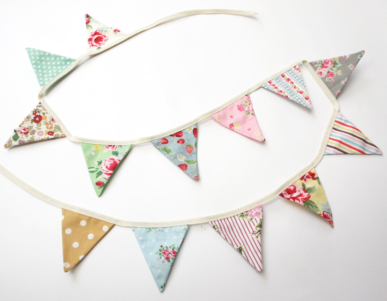 Mini Bunting, Garland, Photo Prop, Floral, Roses, Stripes, Polka Dots - 1.5 yards (Made to Order)