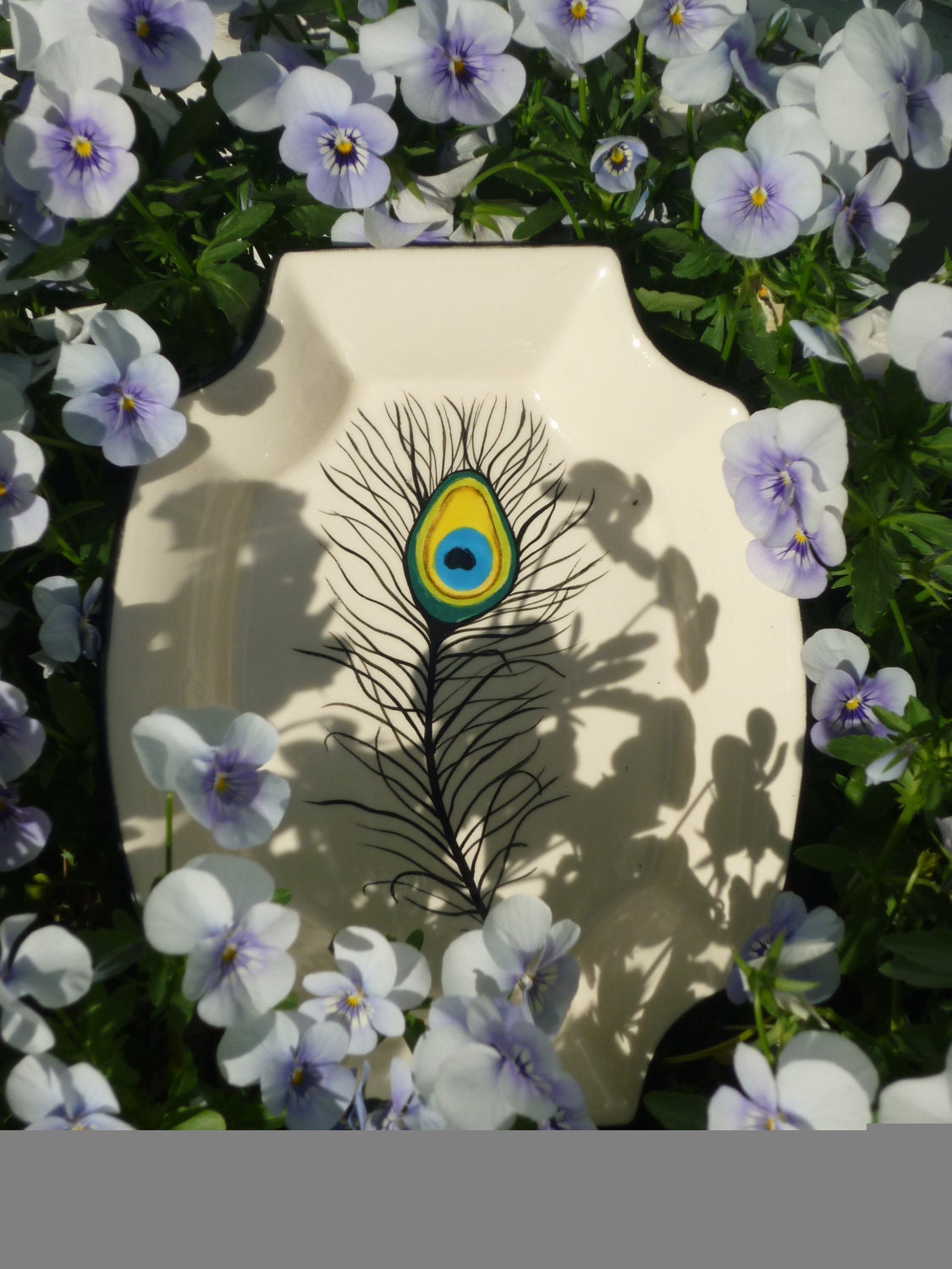 Peacock feather serving dish