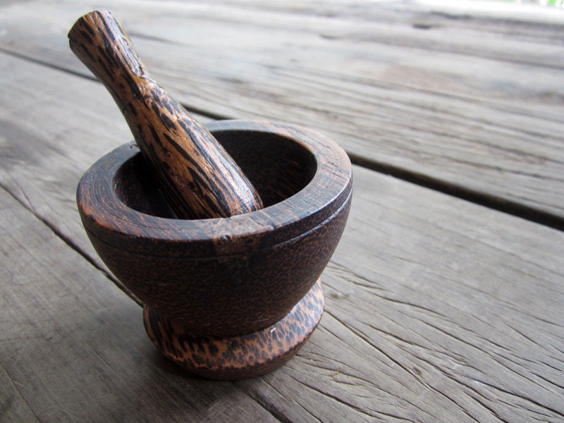 Mini Palm Wood Mortar and Pestle beautiful grain with natural color