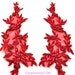 RED Venise Organza Applique with Sequins and Pearls ---- 11 x 3 Inches